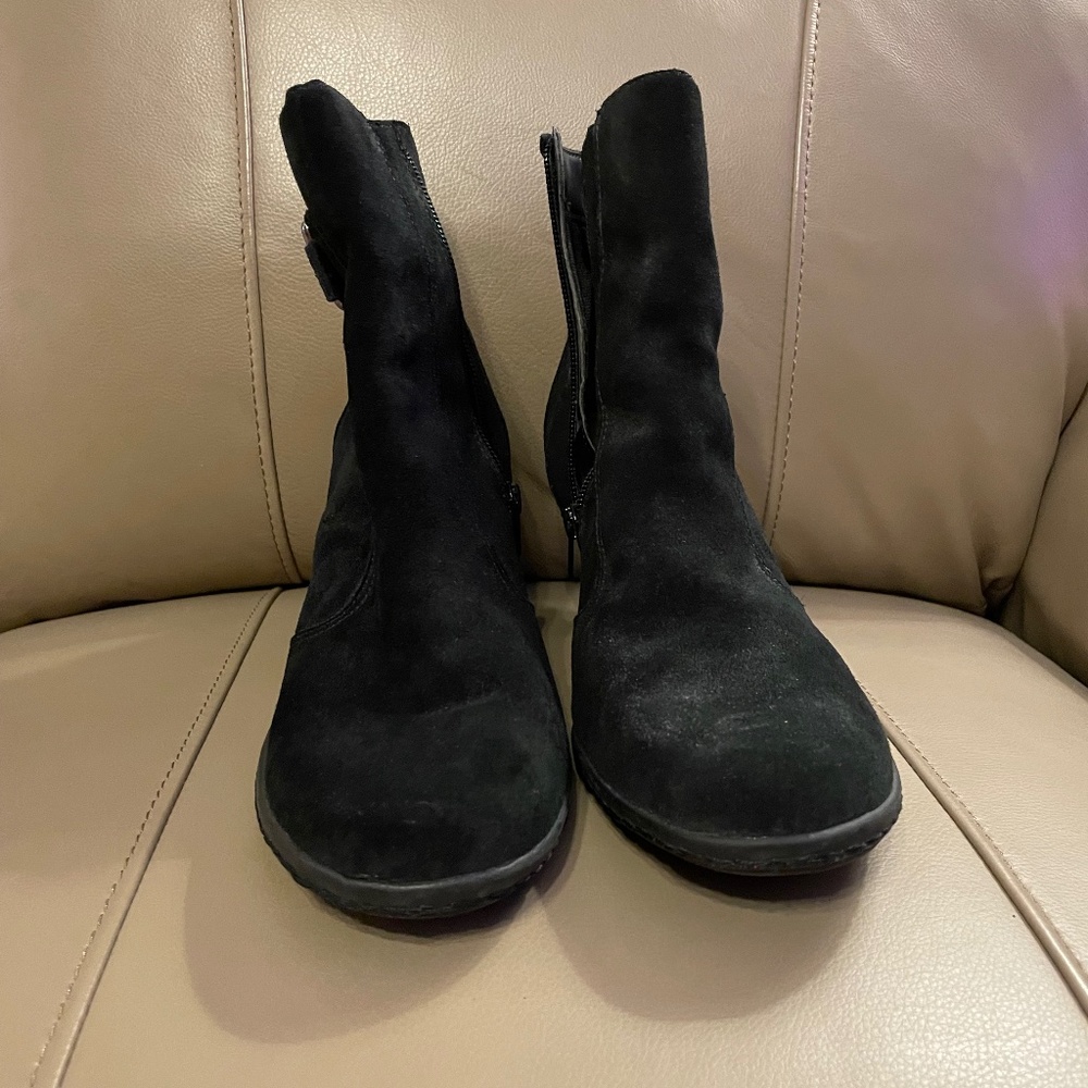 Strictly Comfort Black Suede Ankle Boots - Size 11